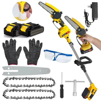 Cordless Pole Saw, Brushless Mini Chainsaw with Pole w/ 2 Pack 21V Batteries US