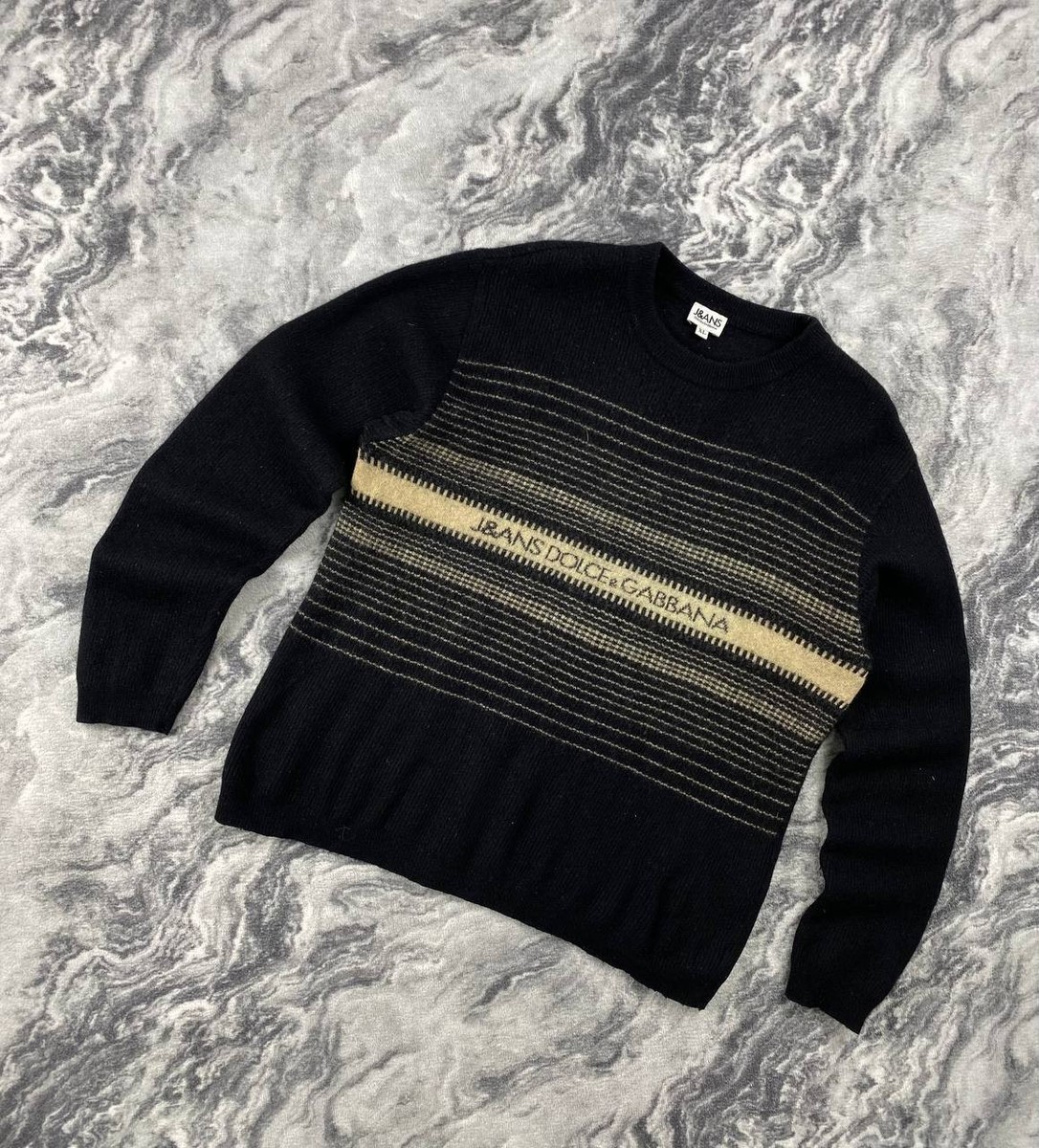 90's DOLCE&GABBANA ニット Vintage J&ANS Dolce & Gabbana Knit Wool Sweater 90s Big Logo Men