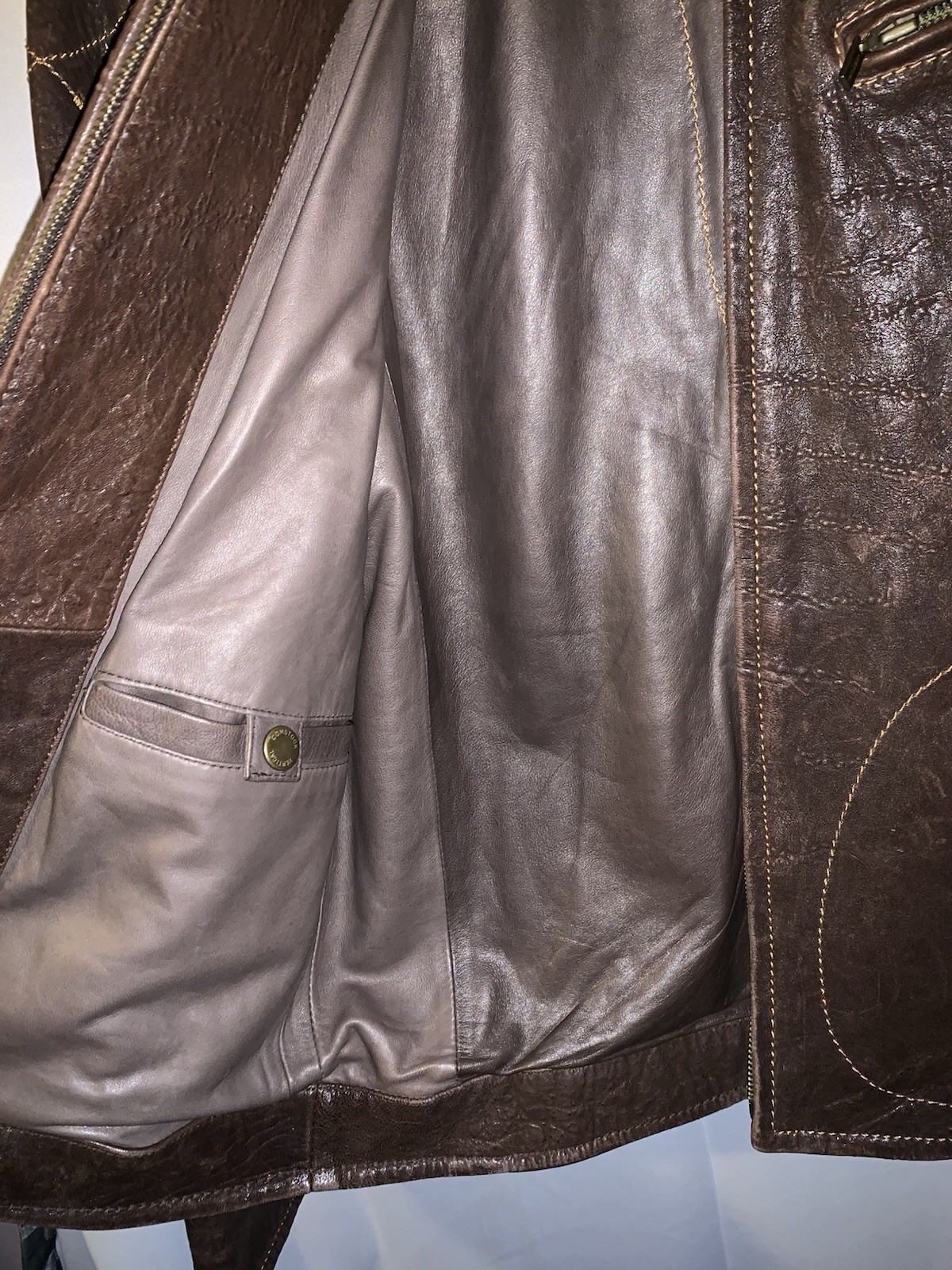 Robert Comstock Vertical Dark Brown Lambskin Leat… - image 18