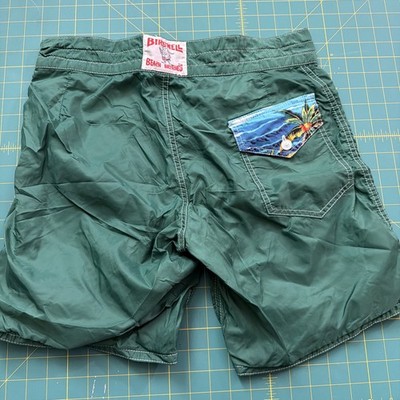 Birdwell Beach Britches Board Shorts VTG  Nylon Green Mens 31 - free shipping 