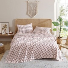 Indigo Ink - Queen Size Sheet Set, 4-Piece Boho Medallion Patterned Bedding, ...