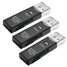 USB SD Card Reader for PC, 3 Packs Micro to USB2.0 Black 3 Pack