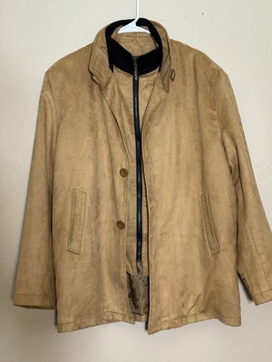 Giorgio Armani VTG XL Tan Teflon Microfiber Jacket With Detachable