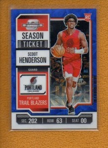 Scoot Henderson 2023-24 Contenders Optic Rookie International Blue RC #46 /45
