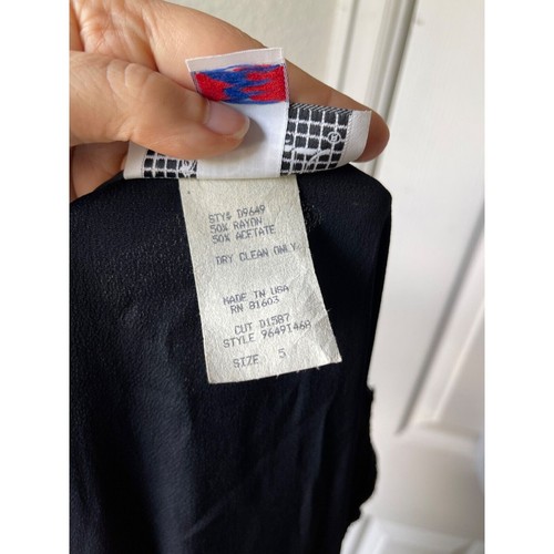 Vintage La Belle Dress Juniors 5 Ruffle Midi Y2K Modest 90s Witchy Tie Black - Picture 13 of 14