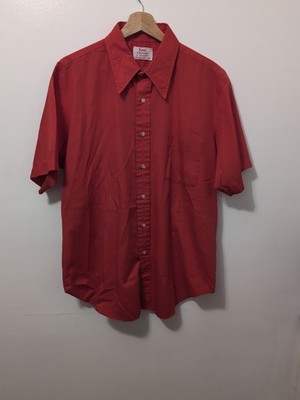 Vtg Kent Collection By Arrow Shirt Mens XL 17-34 Red Button Up Oxford Pocket 70s