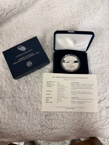 2014-W American Silver Eagle $1  One Troy Ounce .999 Fine Silver  UNC