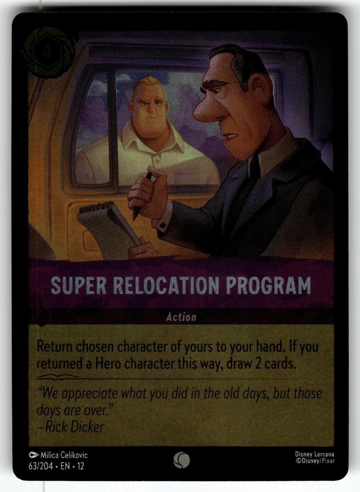 Super Relocation Program 63/204 Common Wilds Unknown Lorcana Cold Foil Near Mint