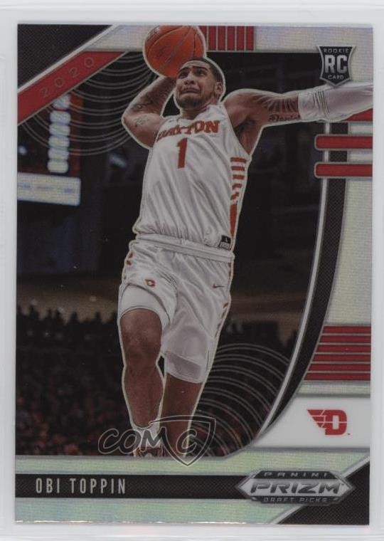 2020-21 Panini Prizm Draft Picks Silver Prizm Obi Toppin #7 Rookie RC 1m06