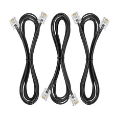 3 Pack Black 3.3FT Phone Extension Cord, RJ11 6P4C Plugs, Landline, Fax Cable