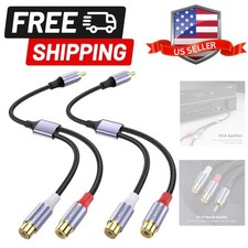 1 Male to 2 Female, RCA Y Splitter RCA Cable Audio Video Splitter Adapter Ext...