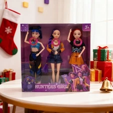 3pcs Set Cosplay Kpop Demon Hunters Dolls Collectible Figure With Music Light