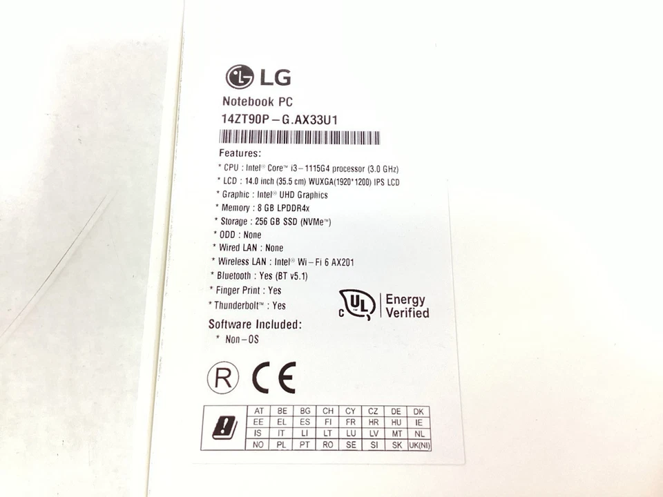 LG Gram 14" Thin Client - i3-115G4 8GB 256GB SSD No OS - 14ZT90P-G.AX33U1 - Image 3 of 4