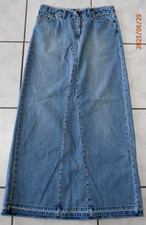 Express VTG Jeans Denim Maxi Skirt Size 5/6 Distressed Raw Hem Back Open H204