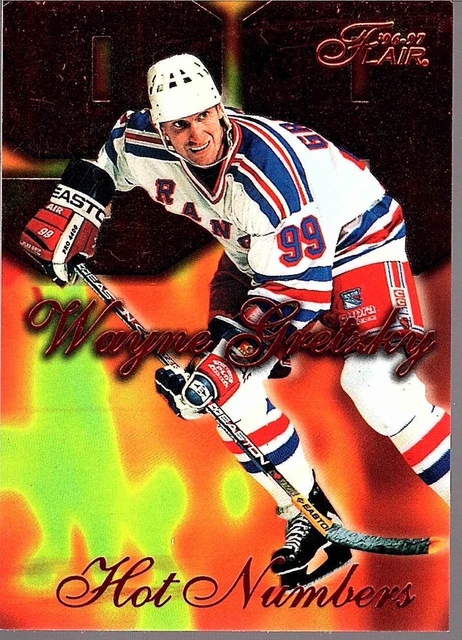 WAYNE GRETZKY 1996-97 Fleer Flair Hot Numbers #4 New York Rangers Insert