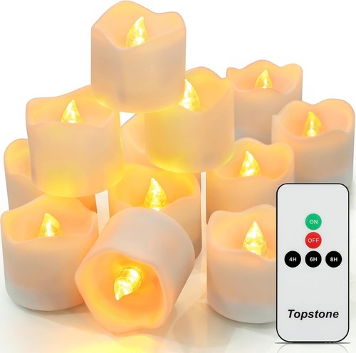 12x Remote Control Flameless LED Tea Light Candles 1.34" Battery-Operated +Timer