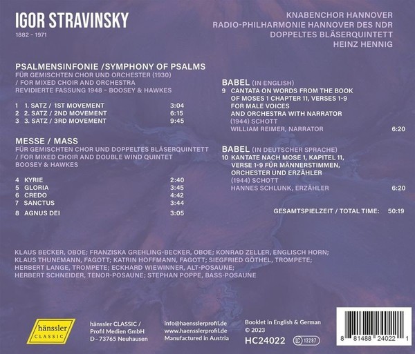 Igor Strawinsky (1882-1971): Psalmensymphonie - - (Cd / P)-image