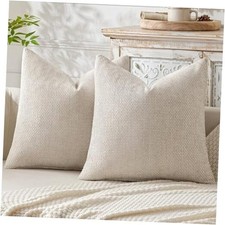 Pack of 2 Decorative Pillow Covers 24x24 Inch Soft 24" x 24" Pack of 2 Beige