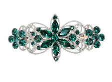 Gorgeous Green Rhinestone Crystal Flora Hair Barrette Clip