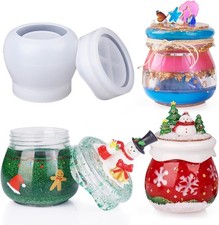 Pudding Jar Resin Molds with Lid, Epoxy Molds Silicone for Storage Bottle,Can...