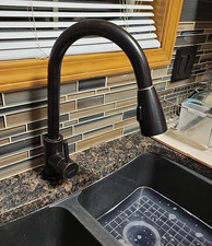 Stainless Steel Oil Rubbed Bronze Kitchen Faucet with Pull-Down Sprayer