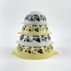 Vintage Pyrex Gooseberry Yellow White Black Cinderella Nesting Bowls Set of 4