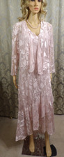 Alex Evenings metallic print Mother of Wedding 2 piece Pink Dress Size 16