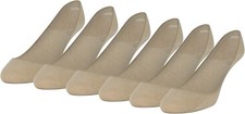Peds Women's Padded Super Low Cut No Show Socks, 6-Pairs Shoe Size: 8-12, Nude