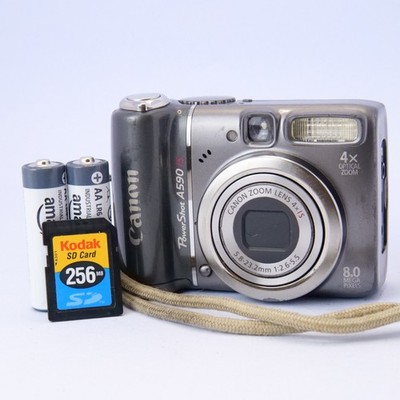 Canon PowerShot A590 IS Digital Camera 8MP 4x Zoom Working W/ Issues READ