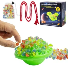Marble Game Set - Marble Balance Game, 60 Colorful Marbles with Built in Stor...