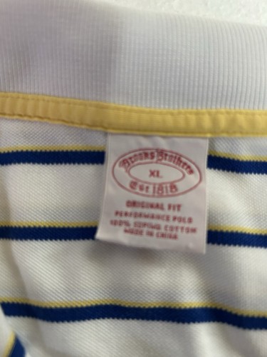 Brooks Brothers Poloshirt Herren XL weiß mit blauen Streifen Supima Baumwolle