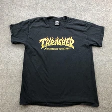 Thrasher Shirt Mens Medium Black Flame Logo Skateboard Magazine Graphic Tee