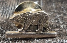 Vintage Gold Filled 1/10 Grizzly Bear California State Collectible Pin Lapel
