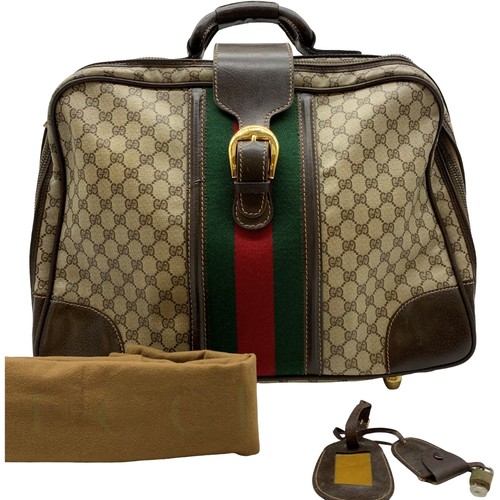 Auth GUCCI Old Gucci Web Stripe GG Canvas Travel Bag Hand Bag Beige #36637551