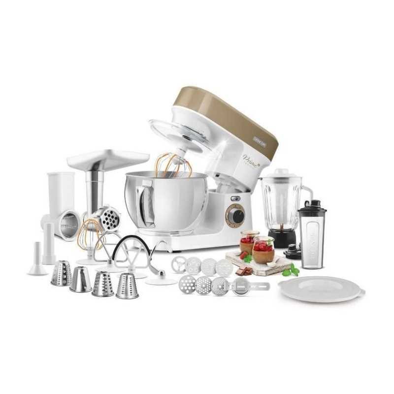 Robot pâtissier Sencor STM 3787CH en acier robuste avec grand bol de 5 litres champagne