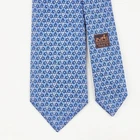 HERMES TIE 655742 T Stirrup Link on Sky Blue Heavy Silk Necktie