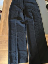 H M black, high-waisted, wide-leg tailored dress trousers
