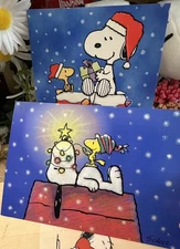 Christmas Card Peanuts Snoopy Woodstock  Matching Envelope New set of 2