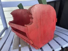 Vintage Apple Basket storage decor use Wooden plank Rustic cottage retro Teacher