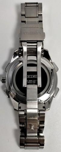 Seiko 8B92-0AB0 Chronographe World Temps Date Solaire Montre Hommes Authentique - Photo 7 sur 10