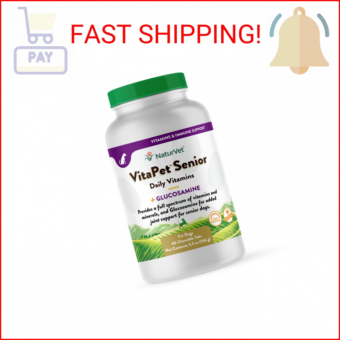 NaturVet &ndash;VitaPet Senior Daily Vitamins for Senior Dogs &ndash; Plus Glucosamine &ndash; Ful