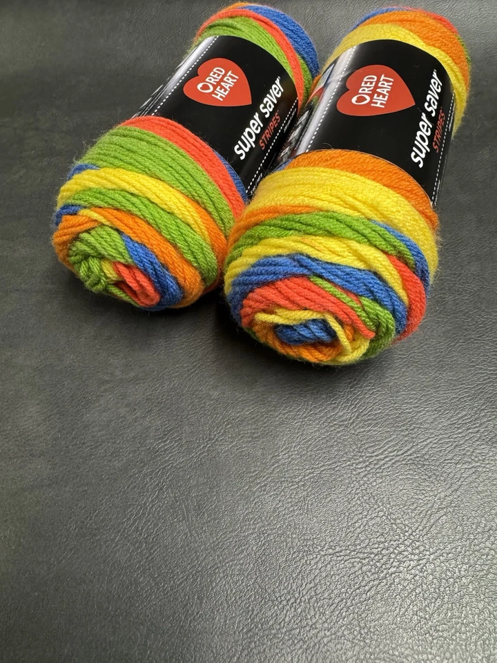 RED HEART SUPER SAVER RAINBOW STRIPE  2 Pack 5 oz , 4 ply med weight - Image 2 of 4