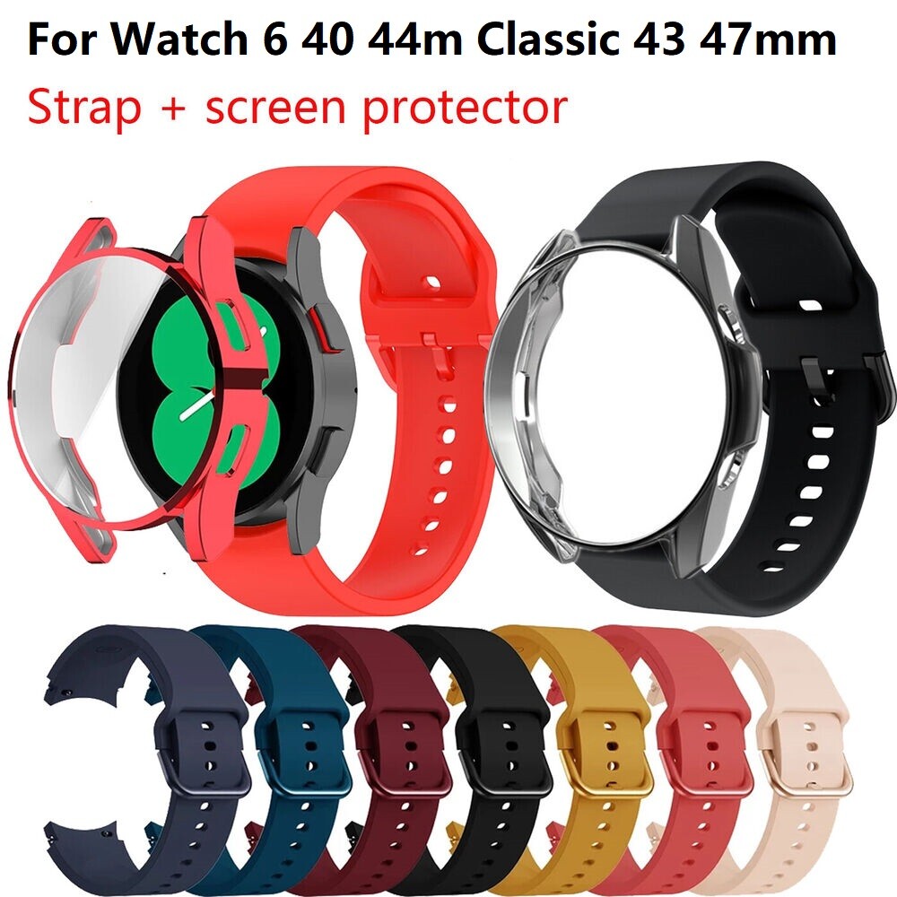 Samsung Galaxy Watch 6 40mm 44mm Classic 43mm 47mm Silicone Strap Band with Case