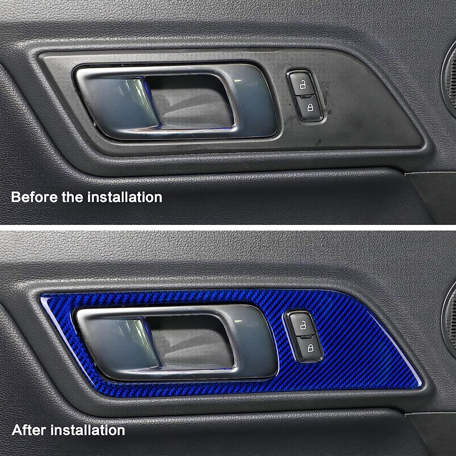 Blue Real Carbon Fiber Inside Door Handle Panel Cover Trim Fits 1523