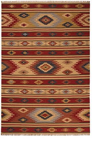 Wohnzimmerteppich rot Kilim geometrisch feine Wolle Baumwolle ethischer Bereich Läufer Teppiche - Bild 2 von 19