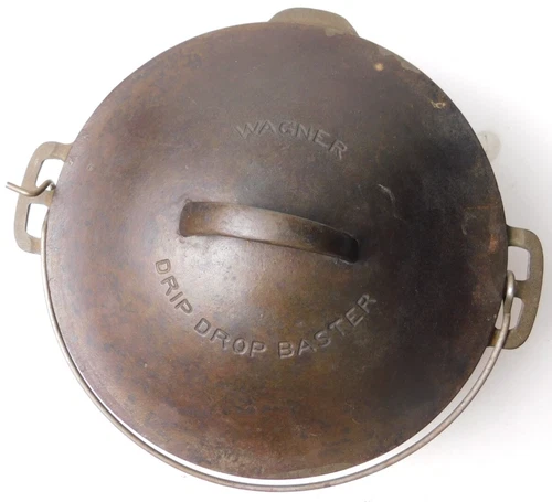 Vintage Wagner Drip Drop Baster Cast Iron. Lid 1268 B and Roaster Pot 1268 C