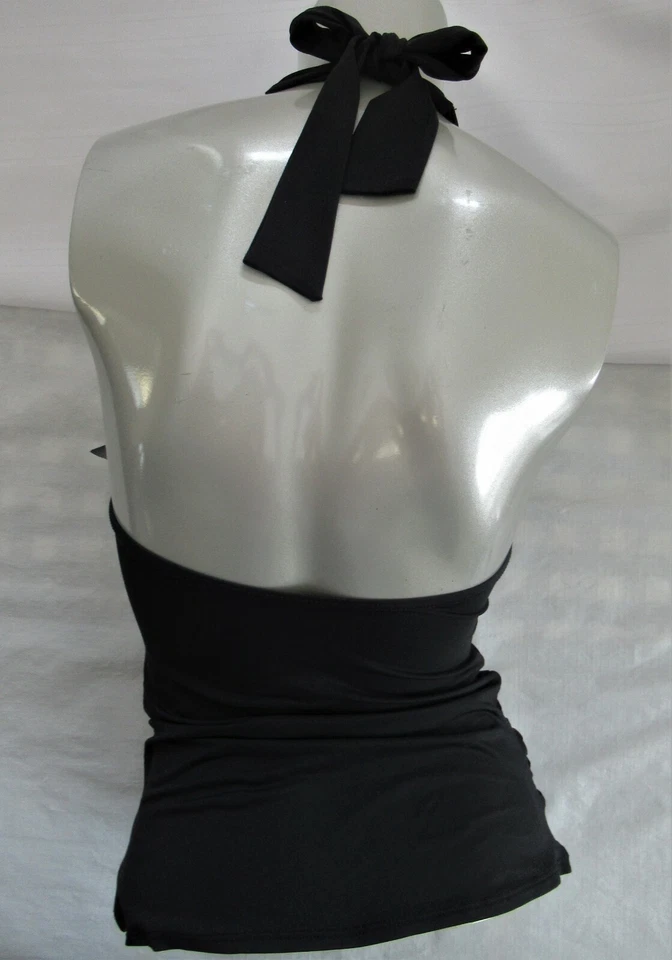 RALPH LAUREN NEGRO HALTER ACANALADO LATERALES TANKINI BAÑADOR TOP 6  Foto 4 de 4