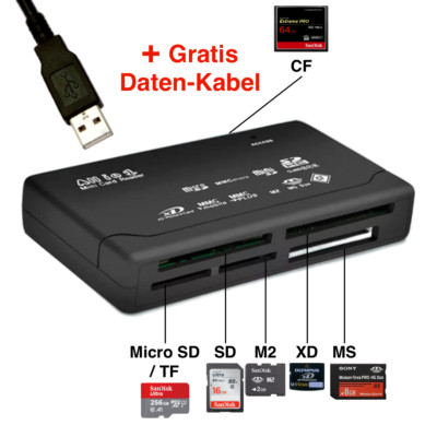  ALL IN ONE Kartenleser Speicherkarten USB Kartenlesegerät für CF/SD/xD/MS/SDHC 