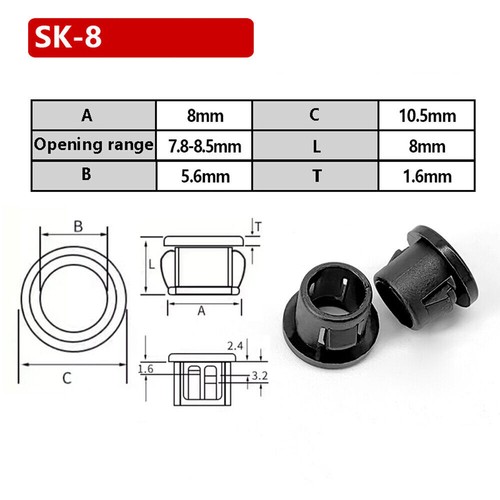 Dia 8 - 60mm Snap in Cable Hose Cover Bushing Grommet Wire Tidy Protector Black - Picture 13 of 34