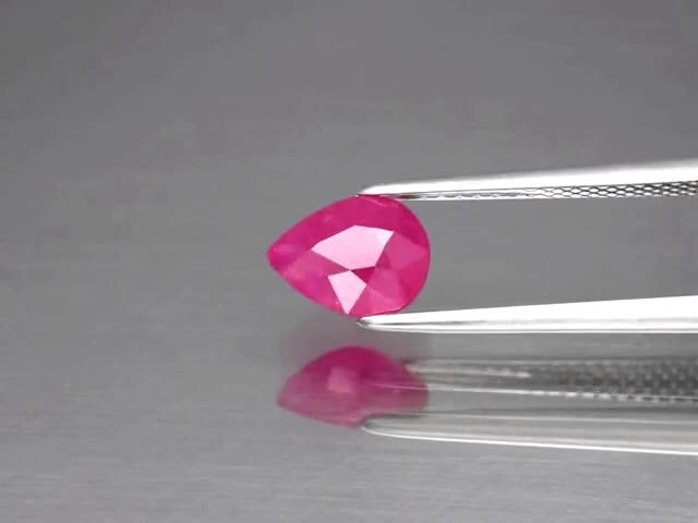 1.41ct 7.5x6mm Pear Natural Purplish Red Ruby Mozambique Gemstone